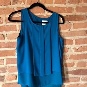 Anthropologie Sleeveless Pleated Teal Blouse